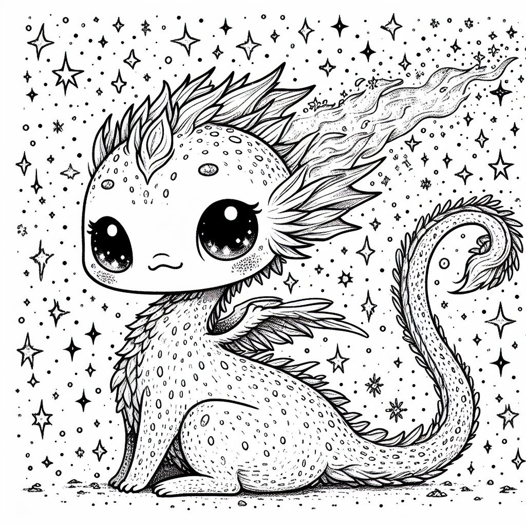 Adorable Fantasy Creatures Enchanted Realms Coloring Page Preview