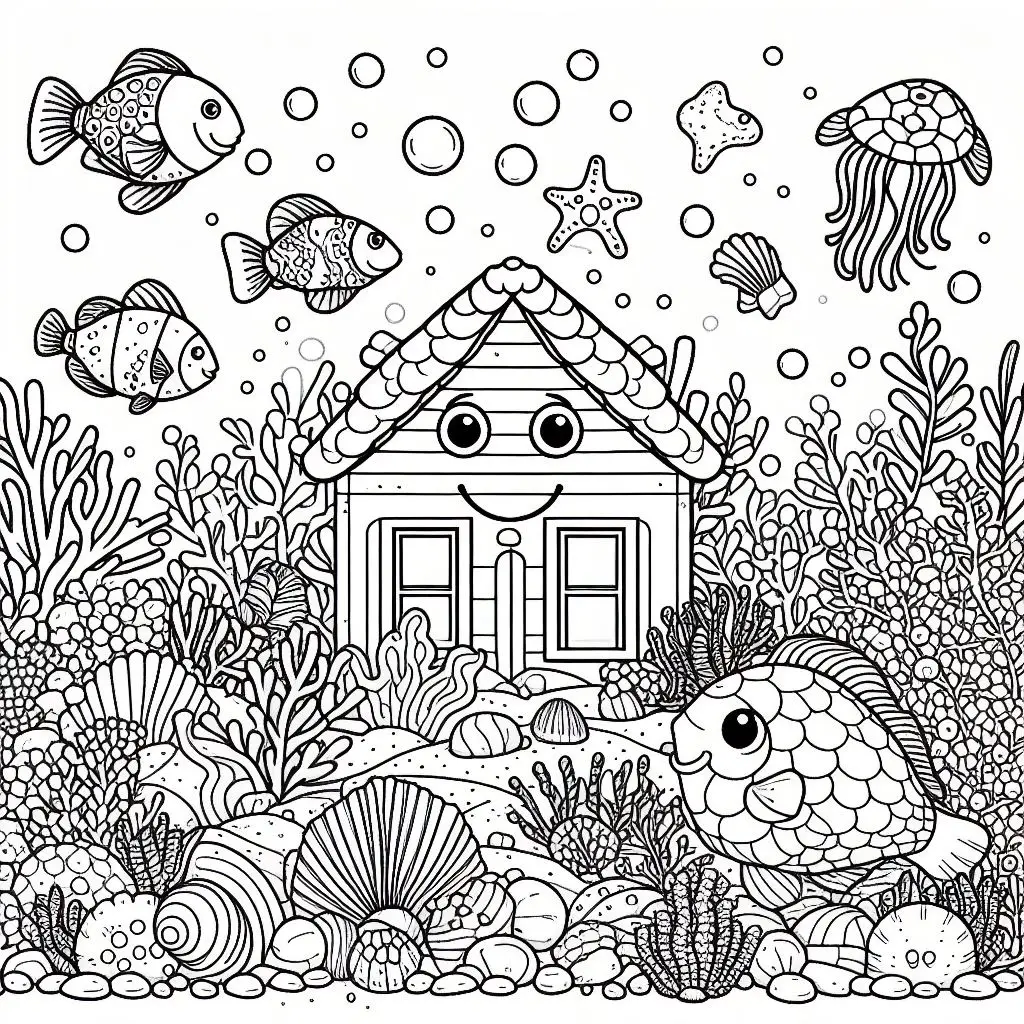 Aquatic Abode Coloring Page Preview
