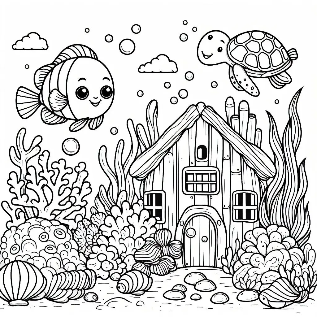 Aquatic Abode Coloring Page Preview