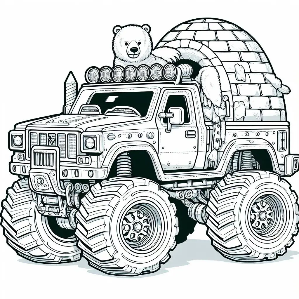 Arctic Monster Trucks Coloring Page Preview