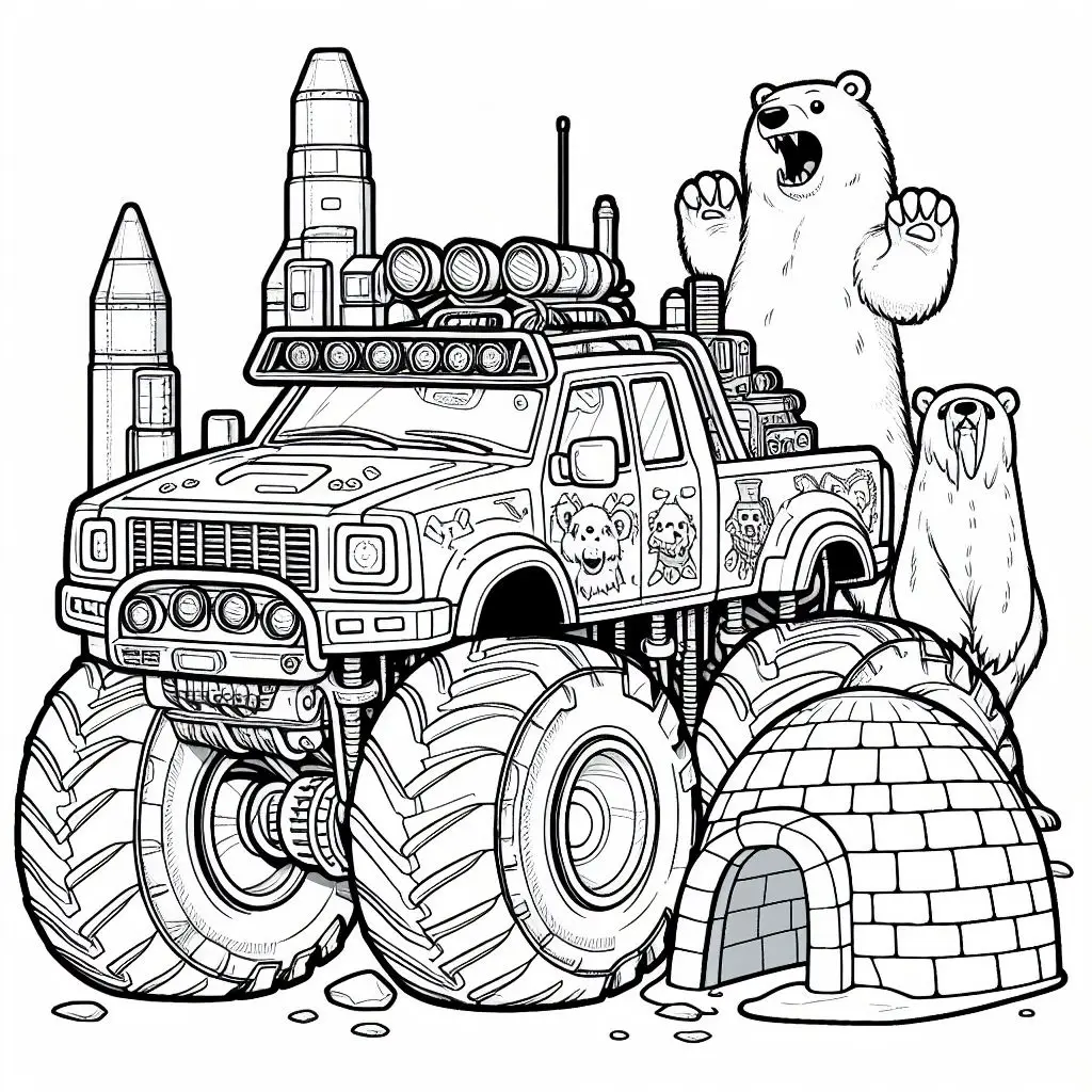 Free Printable Arctic Monster Trucks Coloring Page