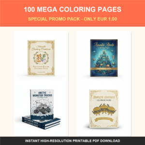 100 Mega Printable Coloring Pages Pack - 1 Cent Promo